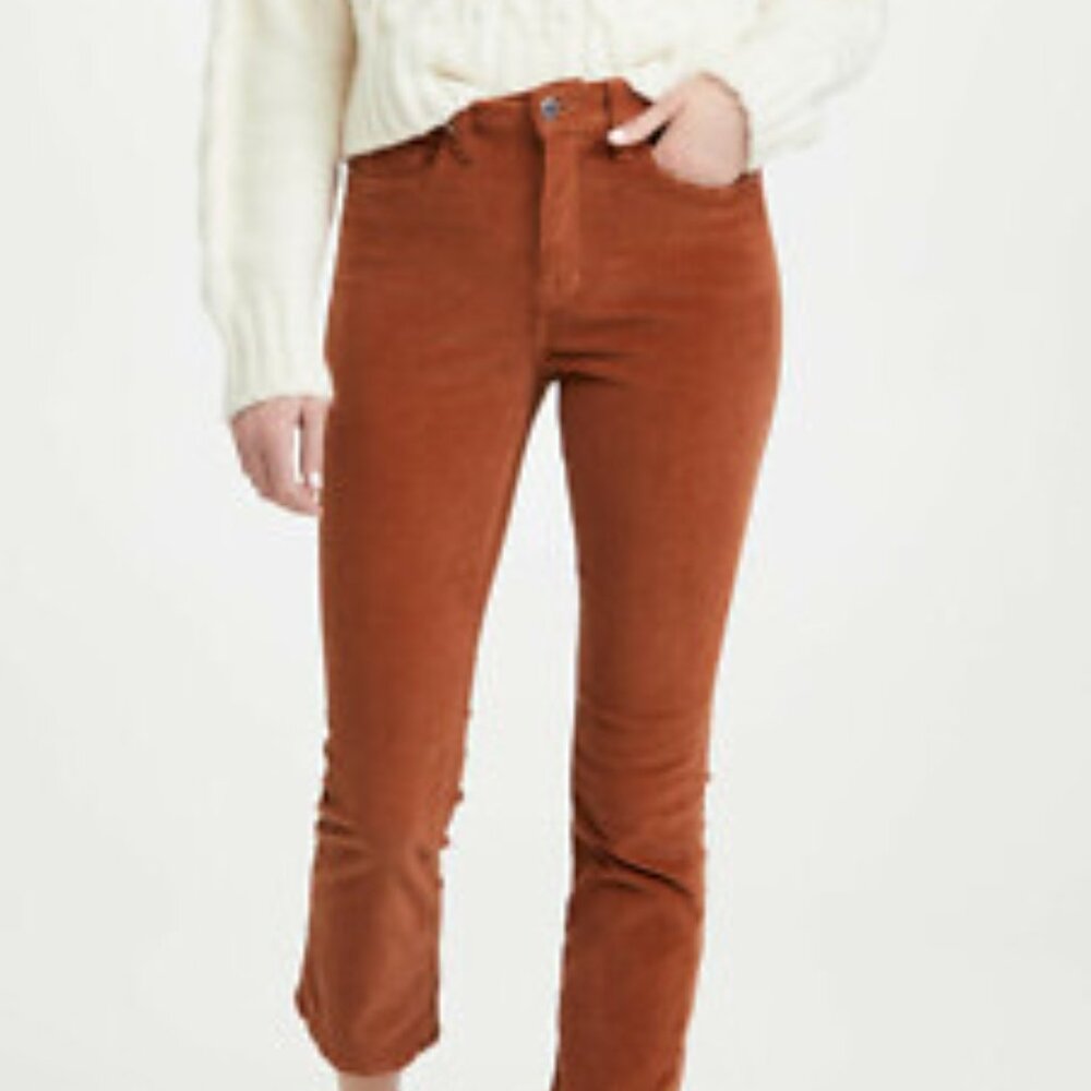 Veronica Beard Carly Kick Flare, Burnt Orange Corduroy, Size 26
